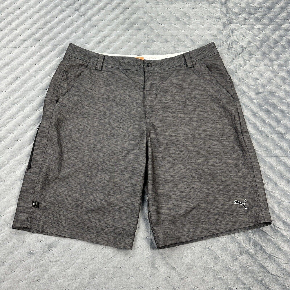 Puma Golf Shorts Mens 36 Gray Performance Dry Cell Stretch Zip Pocket Outdoor